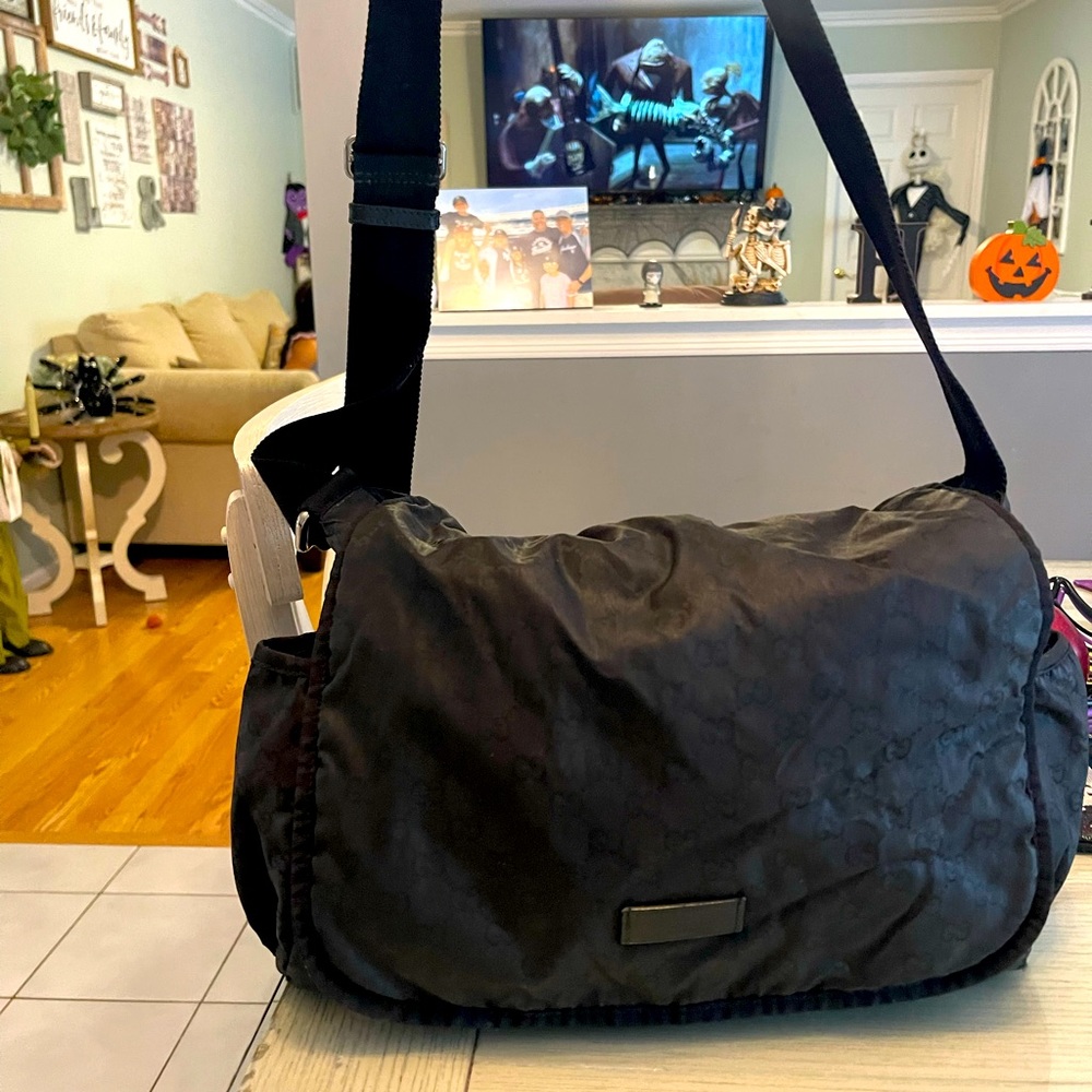 Gucci Mesh black GG diaper bag